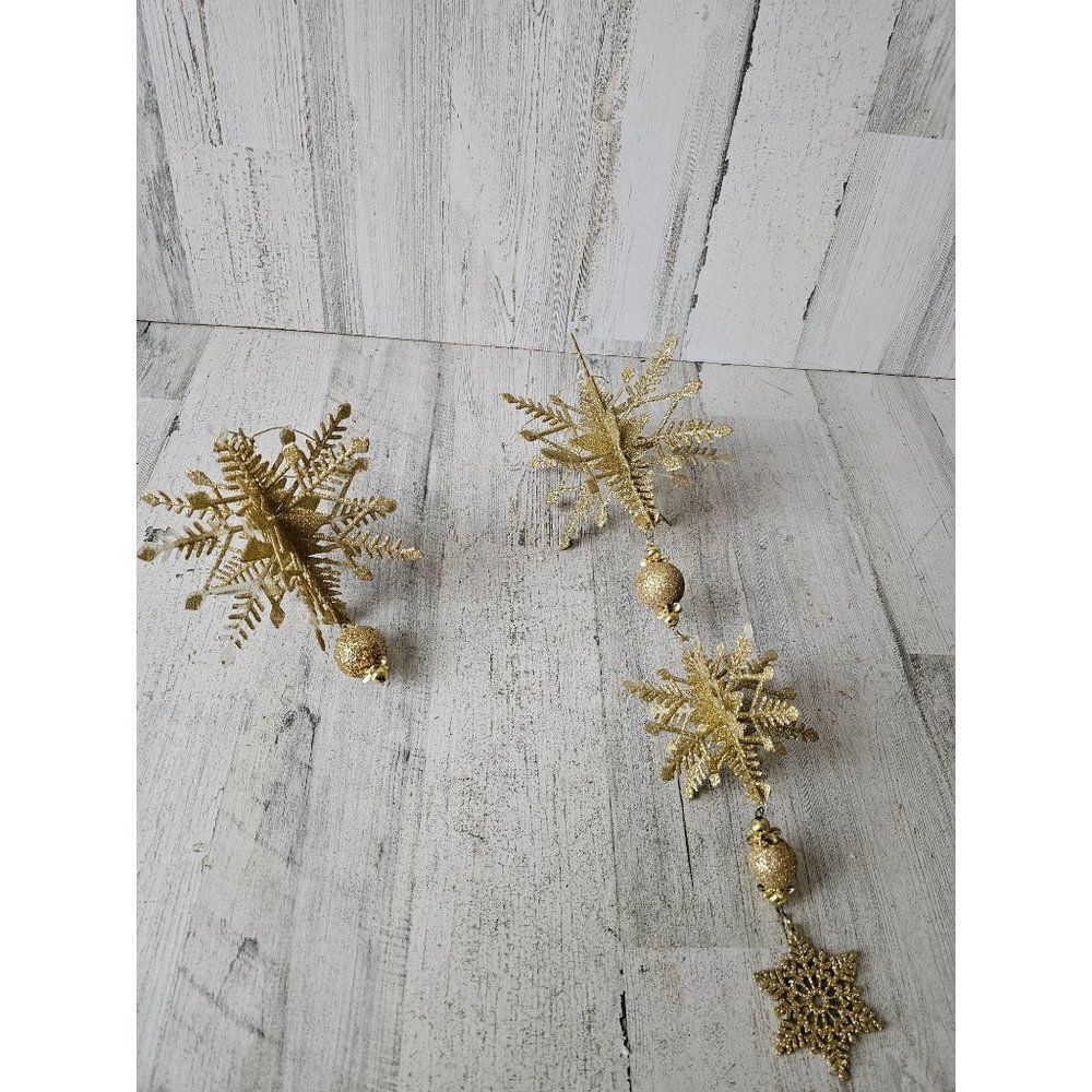 Vintage Gold sparkle snowflake ornament decor large